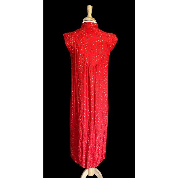 Vintage EVA Women's Pussybow Dress Retro Red Lightbulb Print sz 40 - Picture 5 of 9